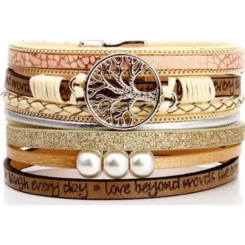 Náramek Metalický náramek Strom života Zlatý