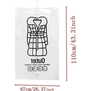 Pytel na prádlo Transparentní závěsný vakuový pytel na oblečení | vakuové pytle, úložné vaky - L (67x110cm)