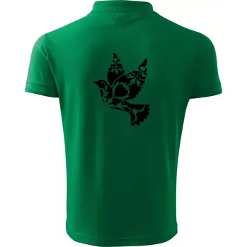 Pánská košile Ptáček vzorovaný - Polokošile pánská Pique Polo 203 - 5XL ( Středně zelená )