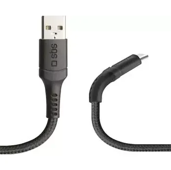 Kabel do PC SBS Unbreakable kabel z kevlaru USB - microUSB 1m černá (TECABLEMICROUNB1K)