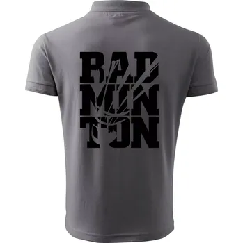 Pánská košile Badminton nápis - Polokošile pánská Pique Polo 203 - 4XL ( Ocelově šedá )