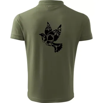 Pánská košile Ptáček vzorovaný - Polokošile pánská Pique Polo 203 - XL ( Khaki )