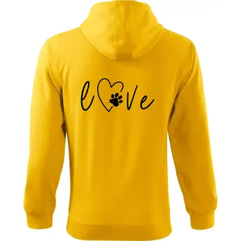 Pánská mikina Love nápis zvíře - Mikina s kapucí na zip trendy zipper - 2XL ( Žlutá )