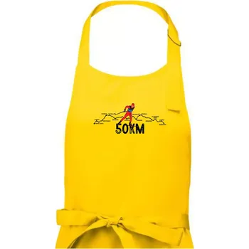 Kuchyňská zástěra 50km po Jizerkách - Pánská zástěra na vaření - Univerzální velikost ( Žlutá )