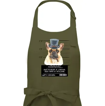 Kuchyňská zástěra Lump a darebák francouzský buldoček - Pánská zástěra na vaření - Univerzální velikost ( Khaki )