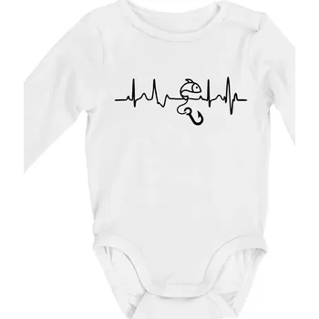 Kojenecký body Ekg rybaření - Body kojenecké s dlouhým rukávem - Dlouhý r. do 3 měs ( Bílá )