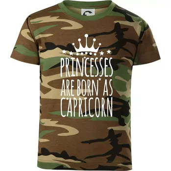 Chlapecké tričko Princesses are born as Capricorn - Kozoroh - Dětské maskáčové triko - 104-110cm / 3-4 roky ( Hnědý maskáč )