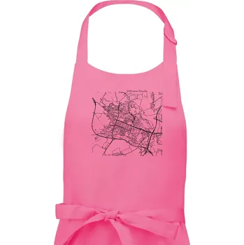 Kuchyňská zástěra Mapy měst černobílé Ostrava Poruba - Dámská zástěra na vaření - Univerzální velikost ( Růžová )
