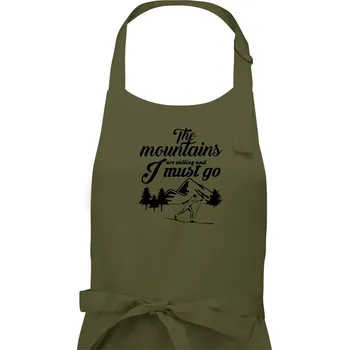 Kuchyňská zástěra The mountains are calling běžkař - Pánská zástěra na vaření - Univerzální velikost ( Khaki )