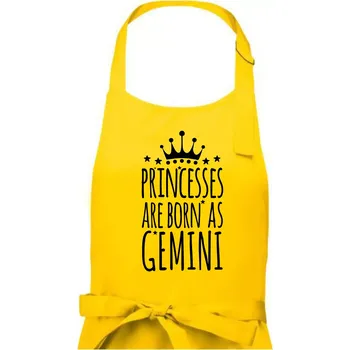Kuchyňská zástěra Princesses are born as Gemini - Blíženci - Dámská zástěra na vaření - Univerzální velikost ( Žlutá )