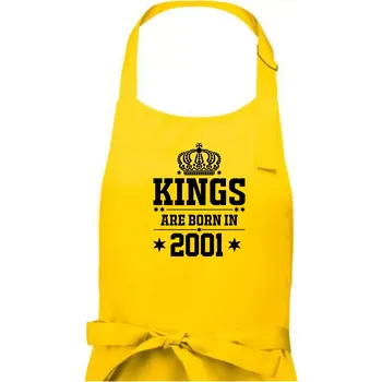 Kuchyňská zástěra Kings are born in 2001 - Pánská zástěra na vaření - Univerzální velikost ( Žlutá )