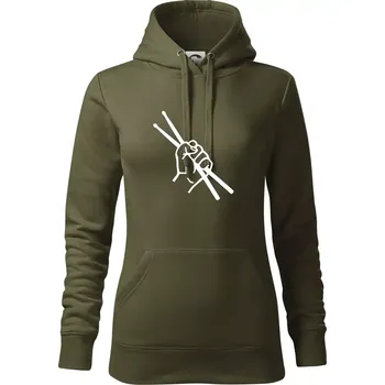 Dámská mikina Paličky ruka - Mikina dámská Cape s kapucí - M ( Military )