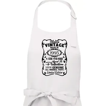 Kuchyňská zástěra Vintage Etiketa - 1995 - Dámská zástěra na vaření - Univerzální velikost ( Bílá )