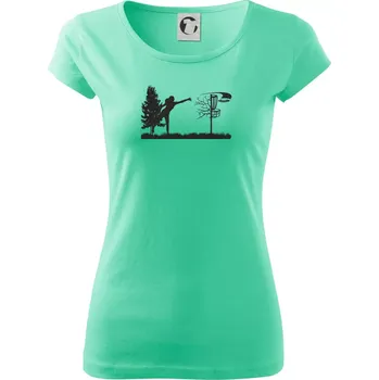 Dámské tričko Disc golf - žena černý obrázek - Dámské triko Pure - S ( Mátová )