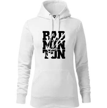 Dámská mikina Badminton nápis - Mikina dámská Cape s kapucí - M ( Bílá )