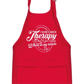 Kuchyňská zástěra Kulatý nápis - I don't need therapy wheel in my hands - Dětská zástěra na vaření - Univerzální velikost ( Červená )