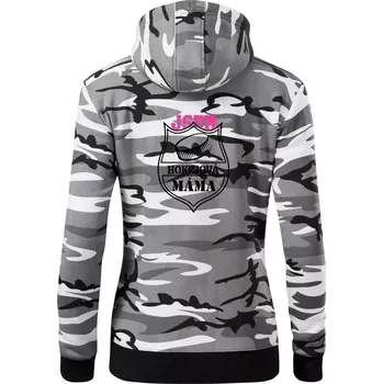 Dámská mikina Hokejová máma - puk - Dámská mikina trendy zipper s kapucí - M ( Šedý maskáč )