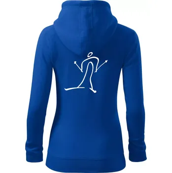 Dámská mikina Běžkař kreslený - Dámská mikina trendy zipper s kapucí - S ( Královská modrá )