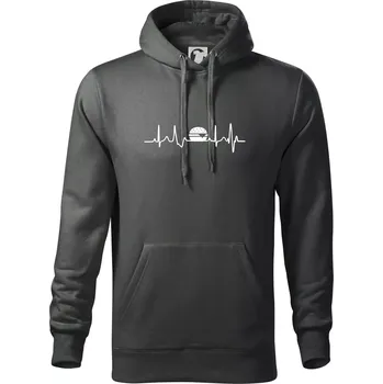 Pánská mikina Ekg hamburger - Mikina pánská Cape s kapucí - S ( Tmavá břidlice (šedá se zeleným nádechem) )