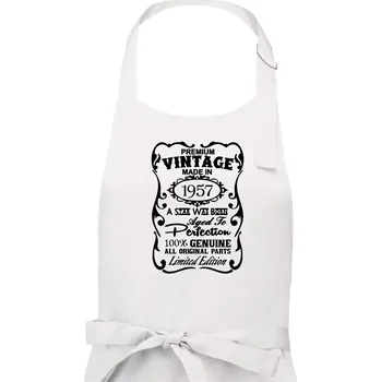 Kuchyňská zástěra Vintage Etiketa - 1957 - Dámská zástěra na vaření - Univerzální velikost ( Bílá )