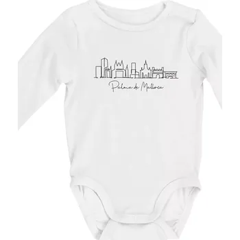 Kojenecký body Mallorca - Siluety památek - Body kojenecké s dlouhým rukávem - Dlouhý r. do 3 měs ( Bílá )