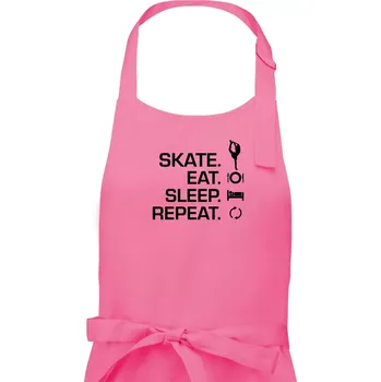 Kuchyňská zástěra Eat sleep skate - lední bruslení - Dámská zástěra na vaření - Univerzální velikost ( Růžová )
