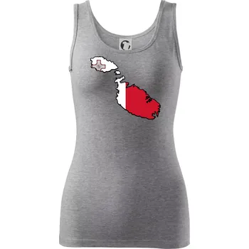 Dámské tričko Mapa Malta s vlajkou - Dámské tílko - 2XL ( Tmavě šedý melír )