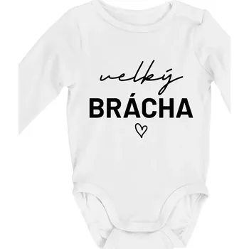 Velký brácha - nápis na prsou - Body kojenecké s dlouhým rukávem - Dlouhý r. 3-6 měs ( Bílá )