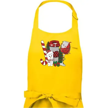 Kuchyňská zástěra Vánoce, víno a sněhulák - Pánská zástěra na vaření - Univerzální velikost ( Žlutá )