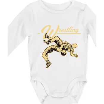 Wrestling v boji - Body kojenecké s dlouhým rukávem - Dlouhý r. 3-6 měs ( Bílá )