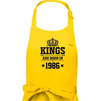 Kuchyňská zástěra Kings are born in 1986 - Pánská zástěra na vaření - Univerzální velikost ( Žlutá )