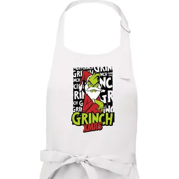 Kuchyňská zástěra Grinch Xmas - Pánská zástěra na vaření - Univerzální velikost ( Bílá )