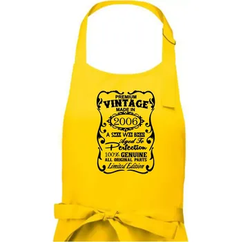 Kuchyňská zástěra Vintage Etiketa - 2006 - Pánská zástěra na vaření - Univerzální velikost ( Žlutá )