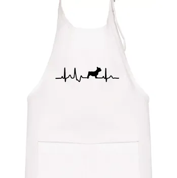 Kuchyňská zástěra EKG Francouzský buldoček z boku - Dětská zástěra na vaření - Univerzální velikost ( Bílá )