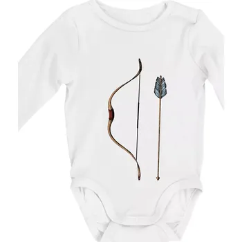 Kojenecký body Luk a šíp kresba - Body kojenecké s dlouhým rukávem - Dlouhý r. do 3 měs ( Bílá )