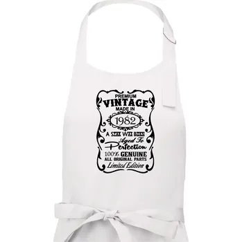 Kuchyňská zástěra Vintage Etiketa - 1982 - Pánská zástěra na vaření - Univerzální velikost ( Bílá )
