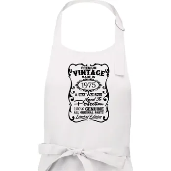 Kuchyňská zástěra Vintage Etiketa - 1975 - Pánská zástěra na vaření - Univerzální velikost ( Bílá )