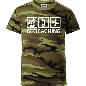 Chlapecké oblečení Geocaching ikony - Dětské maskáčové triko - 122 cm/6 let ( Zelený maskáč )