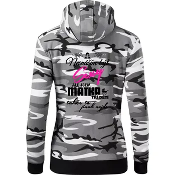 Dámská mikina Nesnáším být sexy matka 3 dětí - Dámská mikina trendy zipper s kapucí - S ( Šedý maskáč )