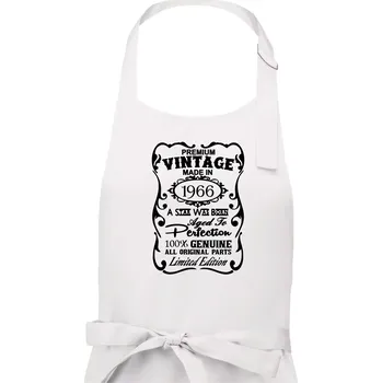 Kuchyňská zástěra Vintage Etiketa - 1966 - Dámská zástěra na vaření - Univerzální velikost ( Bílá )
