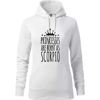 Dámská mikina Princesses are born as Scorpio - Štír - Mikina dámská Cape s kapucí - M ( Bílá )