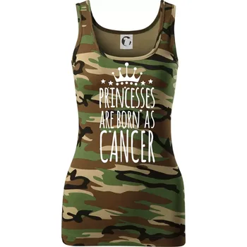 Dámské tričko Princesses are born as Cancer - Rak - Dámské Maskáčové tílko - XL ( Hnědý maskáč )