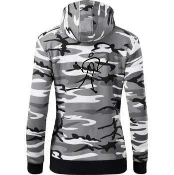 Dámská mikina Běžkař kreslený - Dámská mikina trendy zipper s kapucí - XS ( Šedý maskáč )