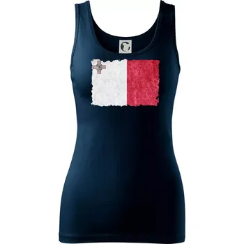 Dámské tričko Vlajka Malta okousaná - Dámské tílko - XL ( Námořní modrá (velmi tmavá - téměř černá) )