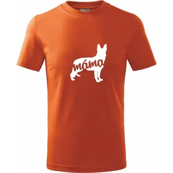 Německý ovčák máma obrys - Tričko dětské bavlněné - 134 cm/8 let ( Oranžová )