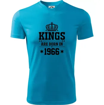 Pánské tričko Kings are born in 1966 - Pánské triko Fantasy sportovní (dresovina) - 3XL ( Světlý tyrkys )
