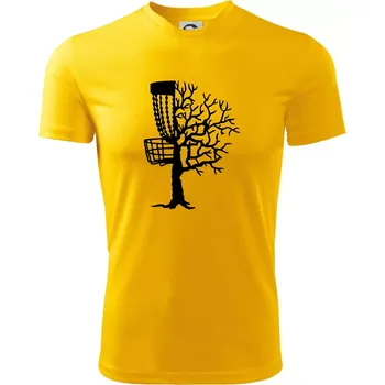 Pánské tričko Disc golf pozor strom - Pánské triko Fantasy sportovní (dresovina) - 2XL ( Žlutá )