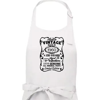 Kuchyňská zástěra Vintage Etiketa - 1960 - Pánská zástěra na vaření - Univerzální velikost ( Bílá )