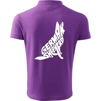 Pánská košile Německý ovčák sedící napis - Polokošile pánská Pique Polo 203 - 2XL ( Fialová )