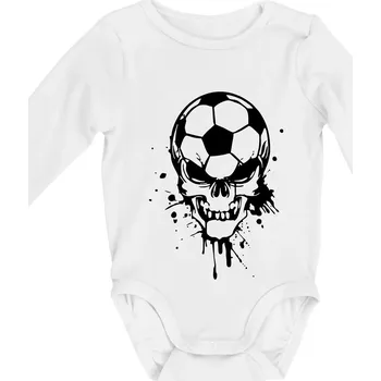 Fotbal lebka splash - Body kojenecké s dlouhým rukávem - Dlouhý r. 3-6 měs ( Bílá )